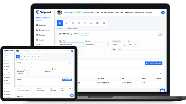 Mobile friendly vet practice software